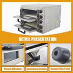 220V Commercial Pizza Oven Double-decker Electric Countertop 16” Pizza Baking Machine 3KW Stainless Steel Portable