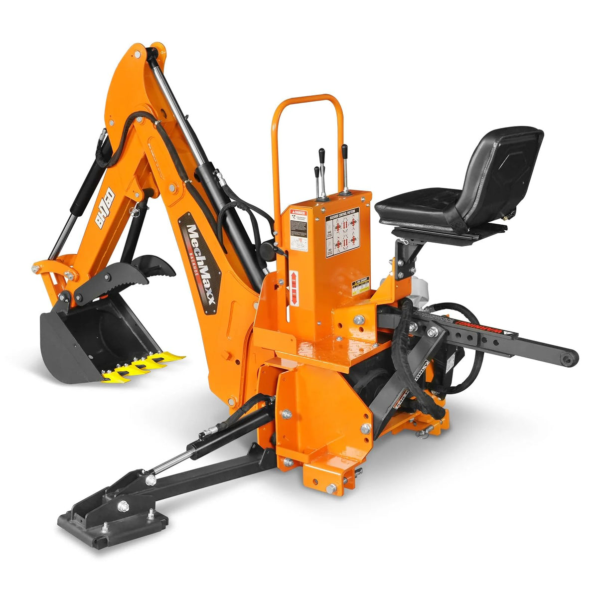 8' Tractor Backhoe Attachment with Mechanical Thumb, 15" Bucket, ISO/SAE Switchable Controls, Self-Contained