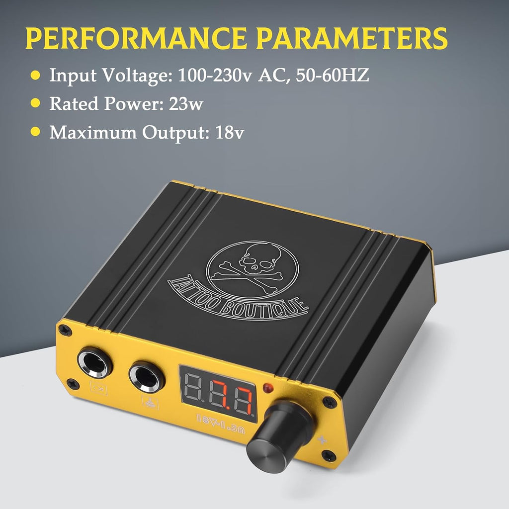 Tattoo Power Supply, ATOMUS LCD Mini Digital Rotary Tattoo Machine Gun Power Supply with RCA Foot Pedal Connection Port