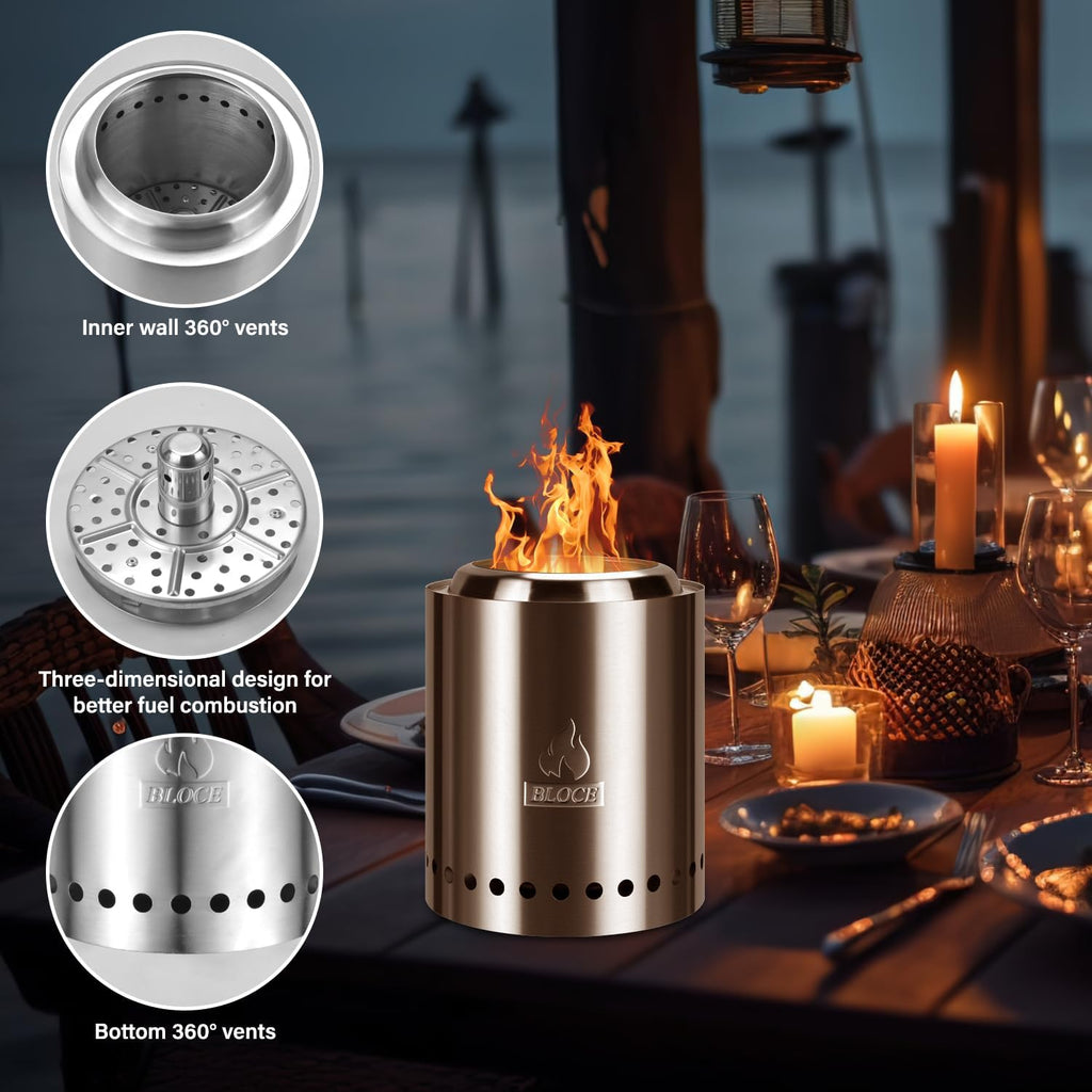 Tabletop Fire Pit, Camping Stove, Smokeless Firepit for Outdoor & Patio with Portable Travel Bag, Fueled by Pellets