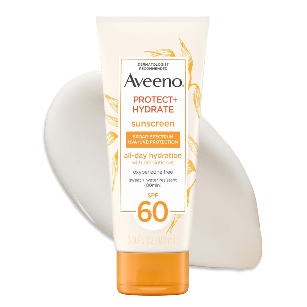 Aveeno Protect + Hydrate Sunscreen Lotion for Body & Face with Prebiotic Oat, SPF 60 Broad Spectrum Sunscreen