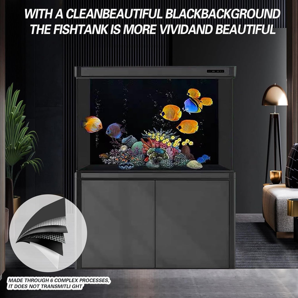 Black Aquarium Background Film, Static Cling PVC, 11.8" H × 39" W