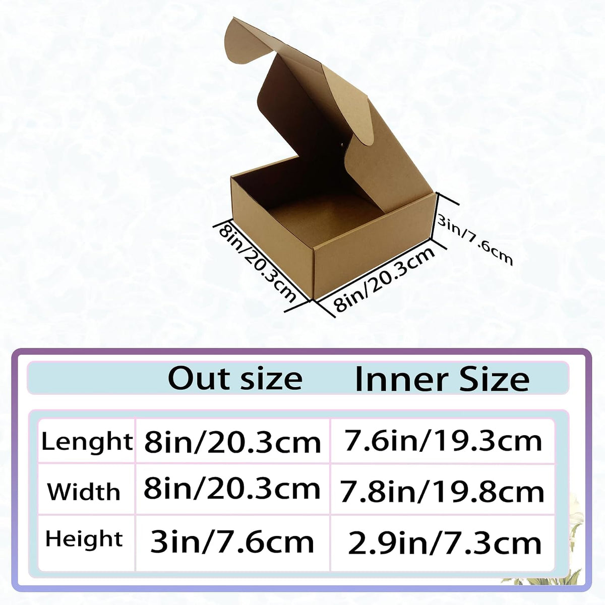8x8x3 Inch Brown Shipping Boxes 25 Pack,Craft Gift Boxes,Bulk of Mailers