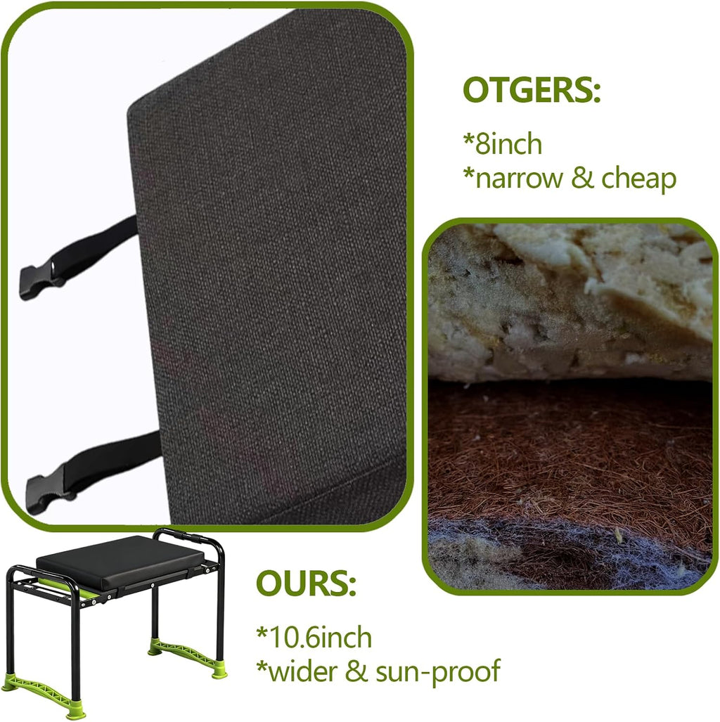 Garden Kneeler and Seat, Heavy Duty Gardening Stool with 1.8" Thick Detachable Kneeling Pad, Foldable Bench Chair