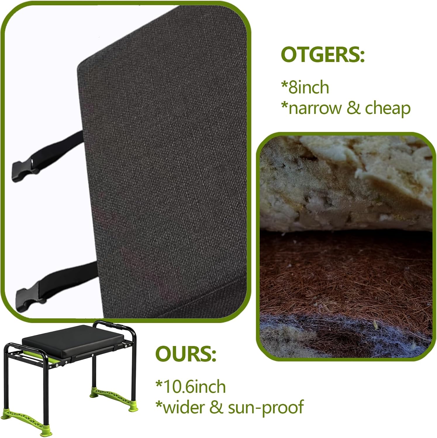 Garden Kneeler and Seat, Heavy Duty Gardening Stool with 1.8" Thick Detachable Kneeling Pad, Foldable Bench Chair