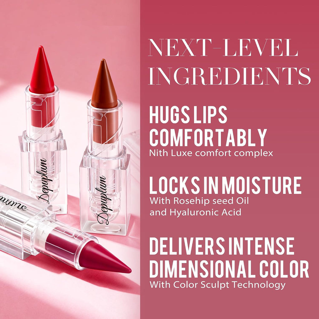 Dark Red Lipstick Gradient Matte Lip Liner Combo for Women