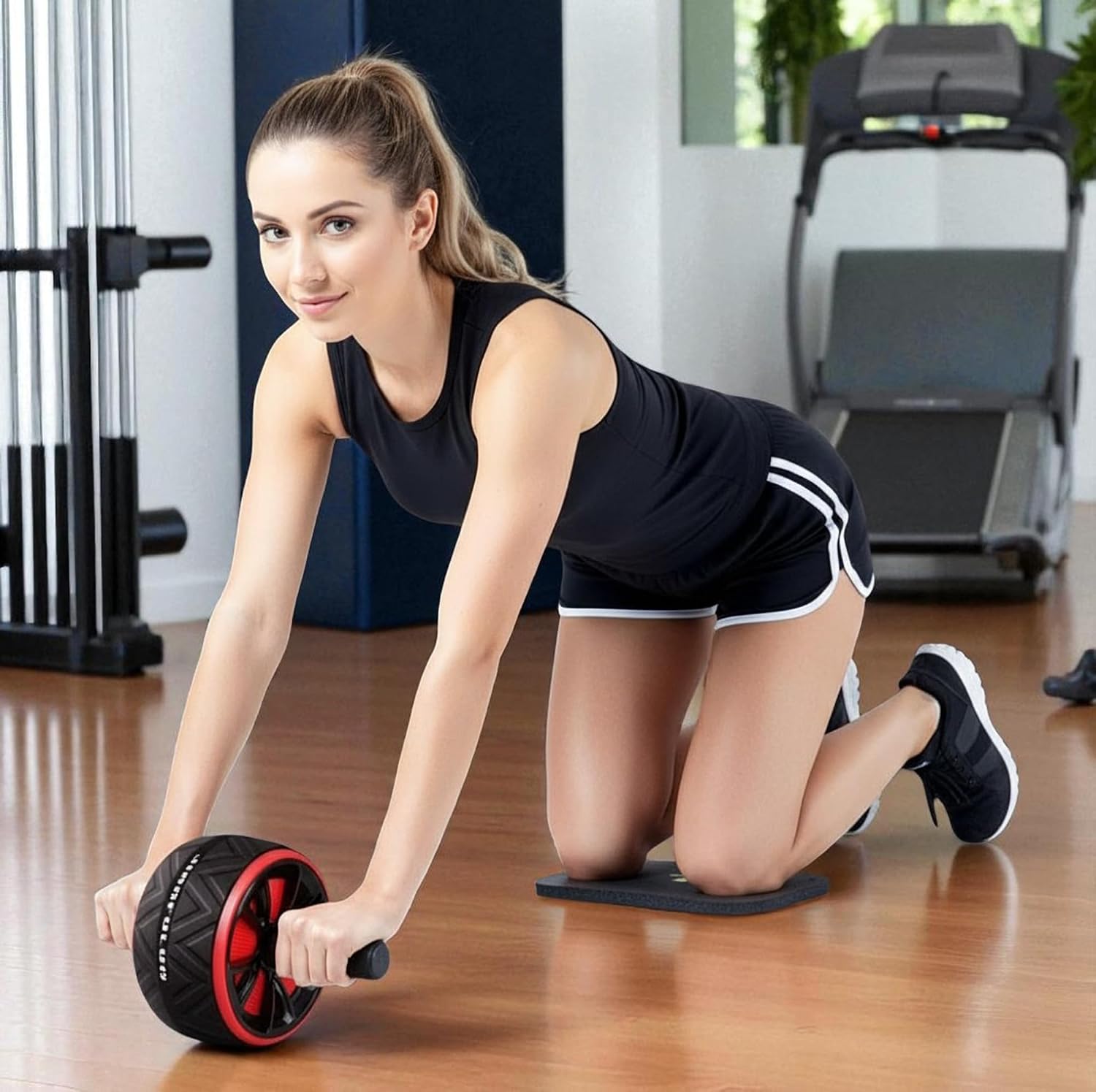 Ab Roller Wheel for Core & Abdominal Strength Workout - Portable Home Gym Exercise Equipment with Non-Slip Handles &