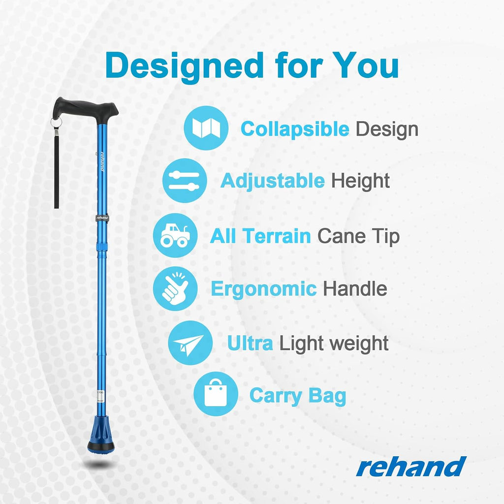 Walking Cane - Foldable, Adjustable, Collapsible Walking Canes for Men & Women, Heavy Duty All Terrain Tip, with