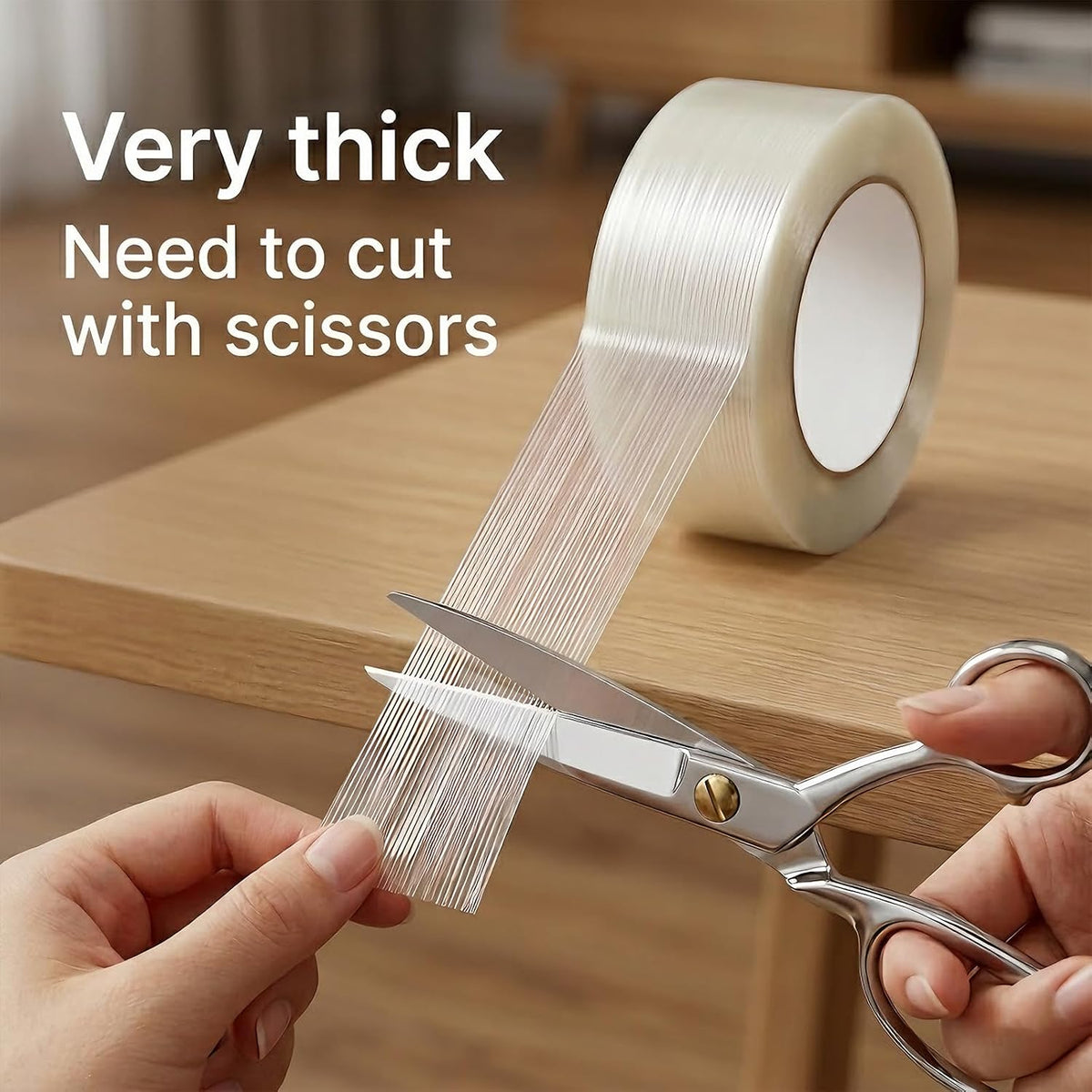 Strapping Tape 2 Inch x 35 Yards 1 Rolls, Heavy Duty Tape for Cargo, Clear Packing Tape Reinforced with Mono