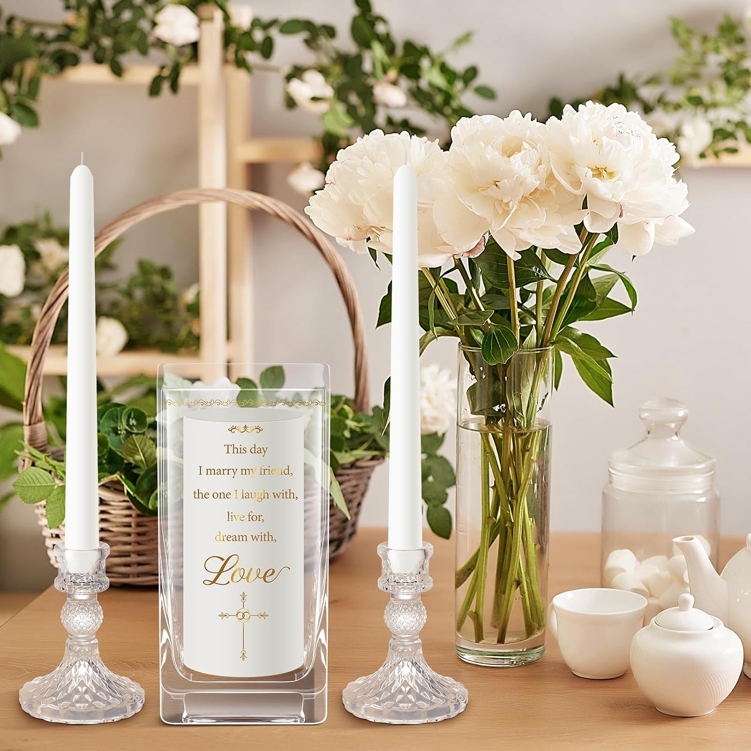 3 Pcs Wedding Unity Candle Set for Church Ceremony, Cross