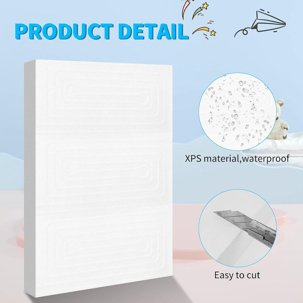 White 4 Pack 12x7.5x1 inch Foam Sheets 1 Inch