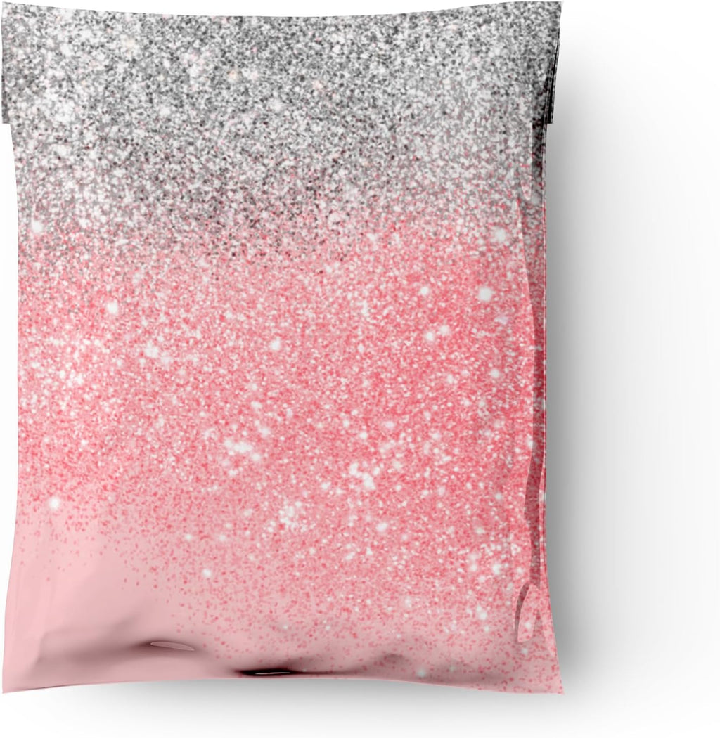 10x13 (100) Pink Glitter Transition Valentine's Day Designer Poly Mailers Waterproof Self Sealing Tear Resistant