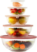 Glass Mixing Bowls with Lids Sets, 5 Packs Glass Bowls with Lids for Kitchen Baking, Meal Prepping and Salad, Bpa