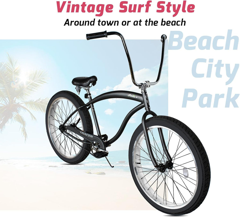 Avalon 26 & 29 Inch Beach Cruiser Bike for Adult Men & Women, 1/7-Speed Disc Brake 3.0 Fat tire Low Step-Through