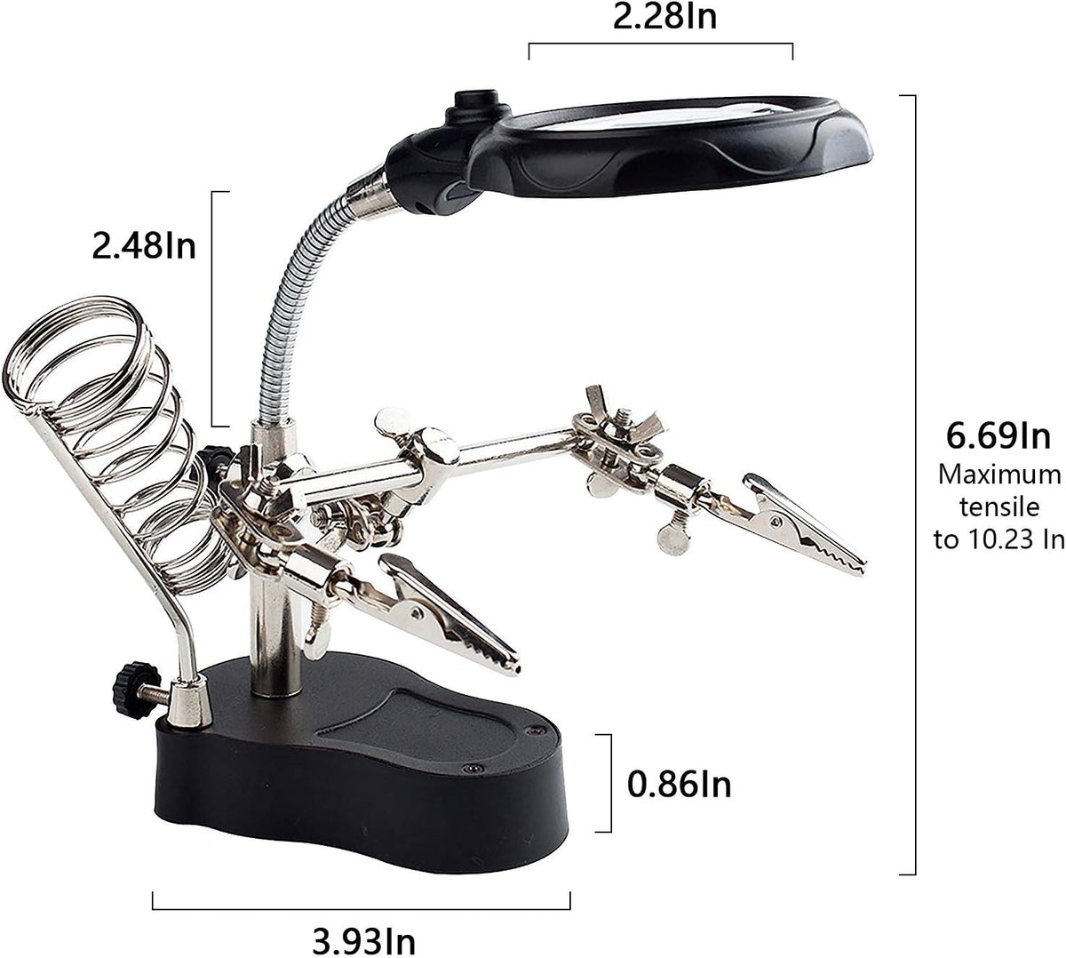 3.5X12X Helping Hands Soldering Station with LED Light & Alligator Clips
