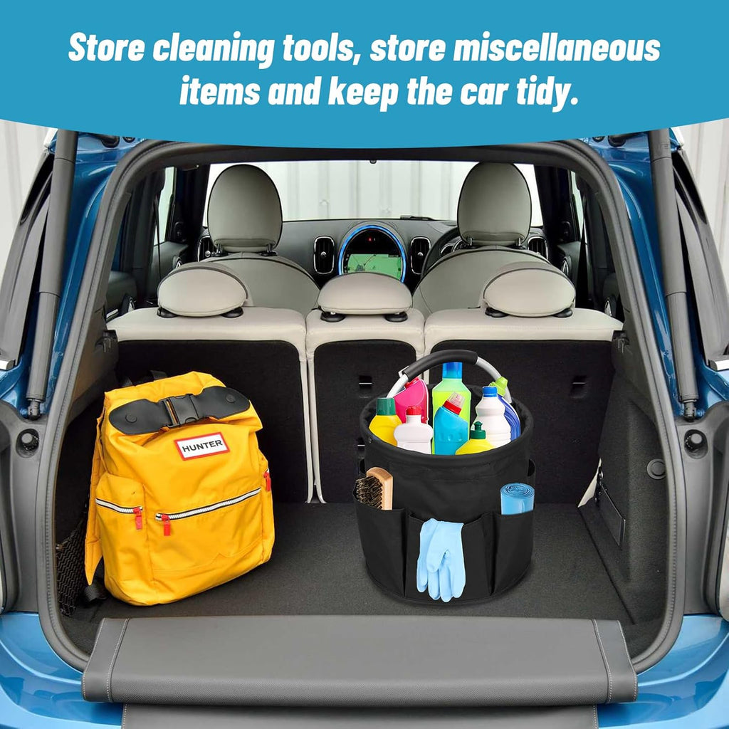 17L Portable Cleaning Bucket Organiser, 6 Pockets Foldable Cleaning Caddy with Handle Wearable Cleaning Caddy Bag for