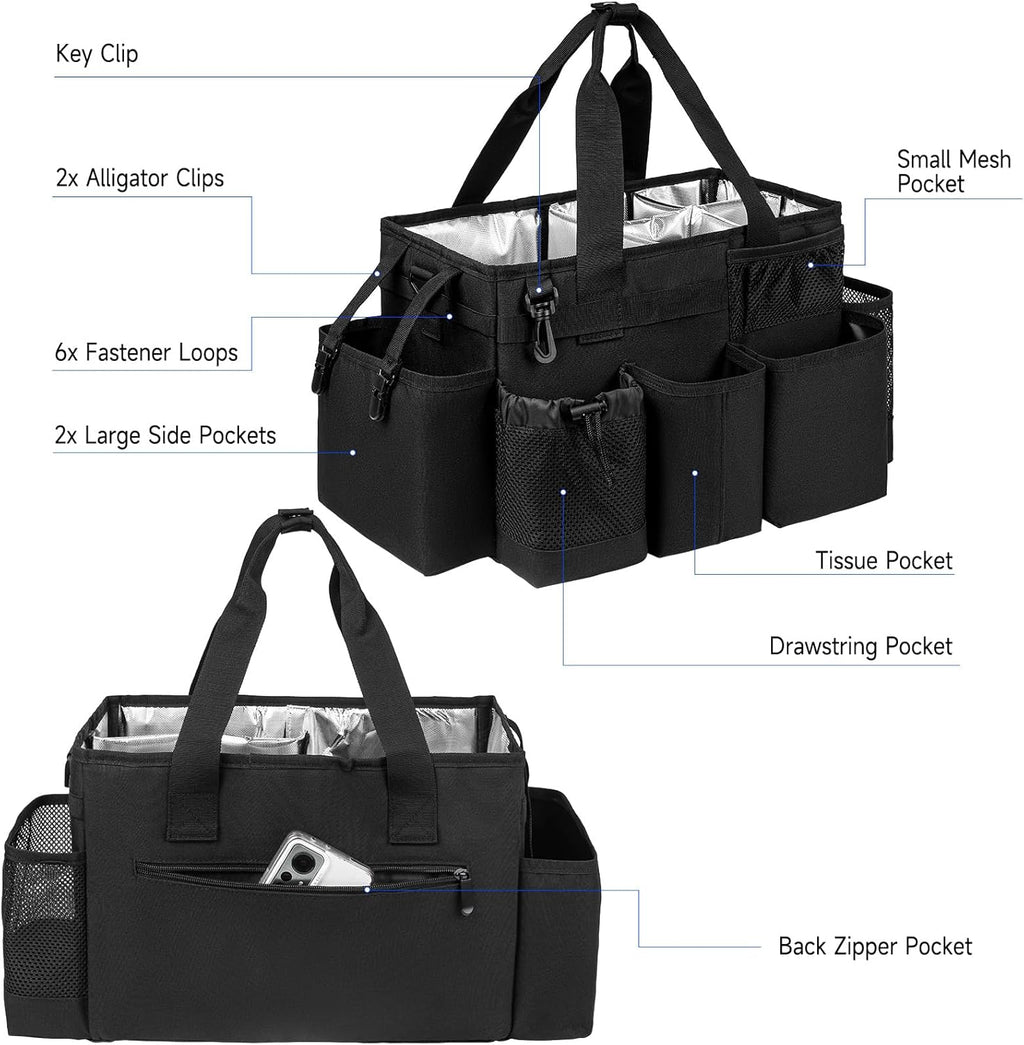 Cleaning Caddy Bag, Cleaning Supplies Organizer for Housekeepers, Housekeeping Caddy with Handle and Detachable