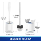 Toilet Bowl Brush and Holder, Sturdy Long Handle, White, 1 Pack