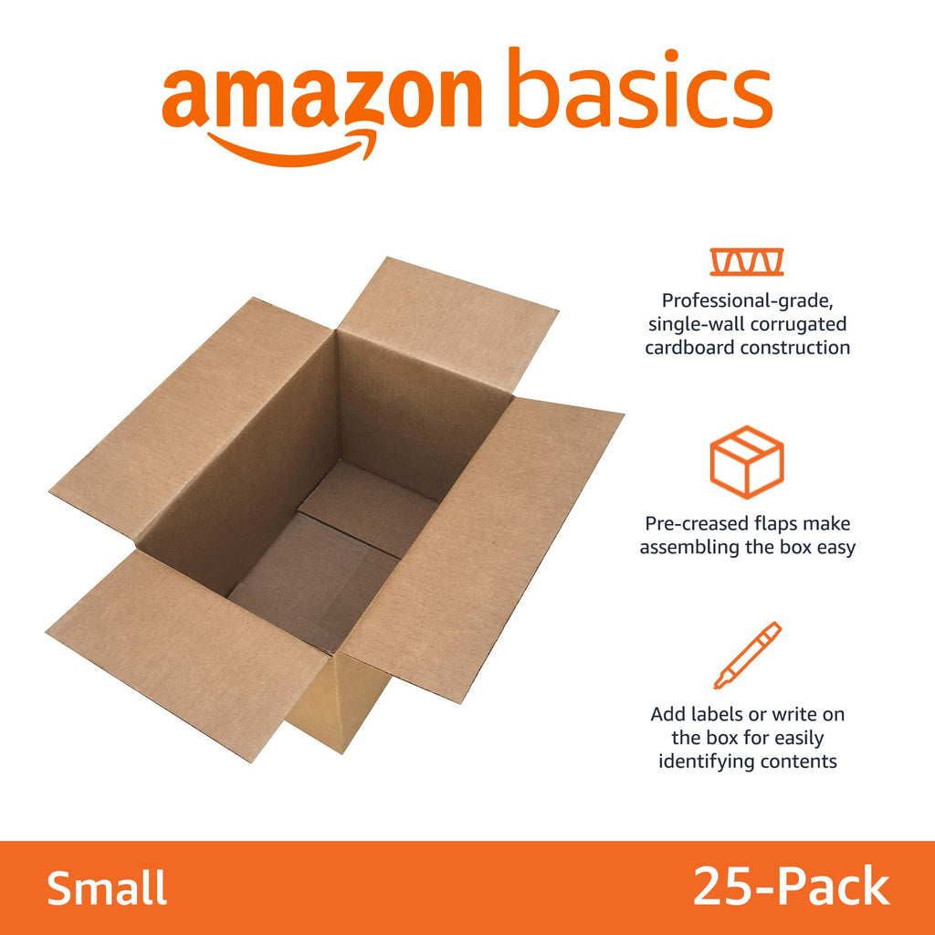Cardboard Moving Boxes - 25-Pack, Small, 16" x 10" x 10", Brown