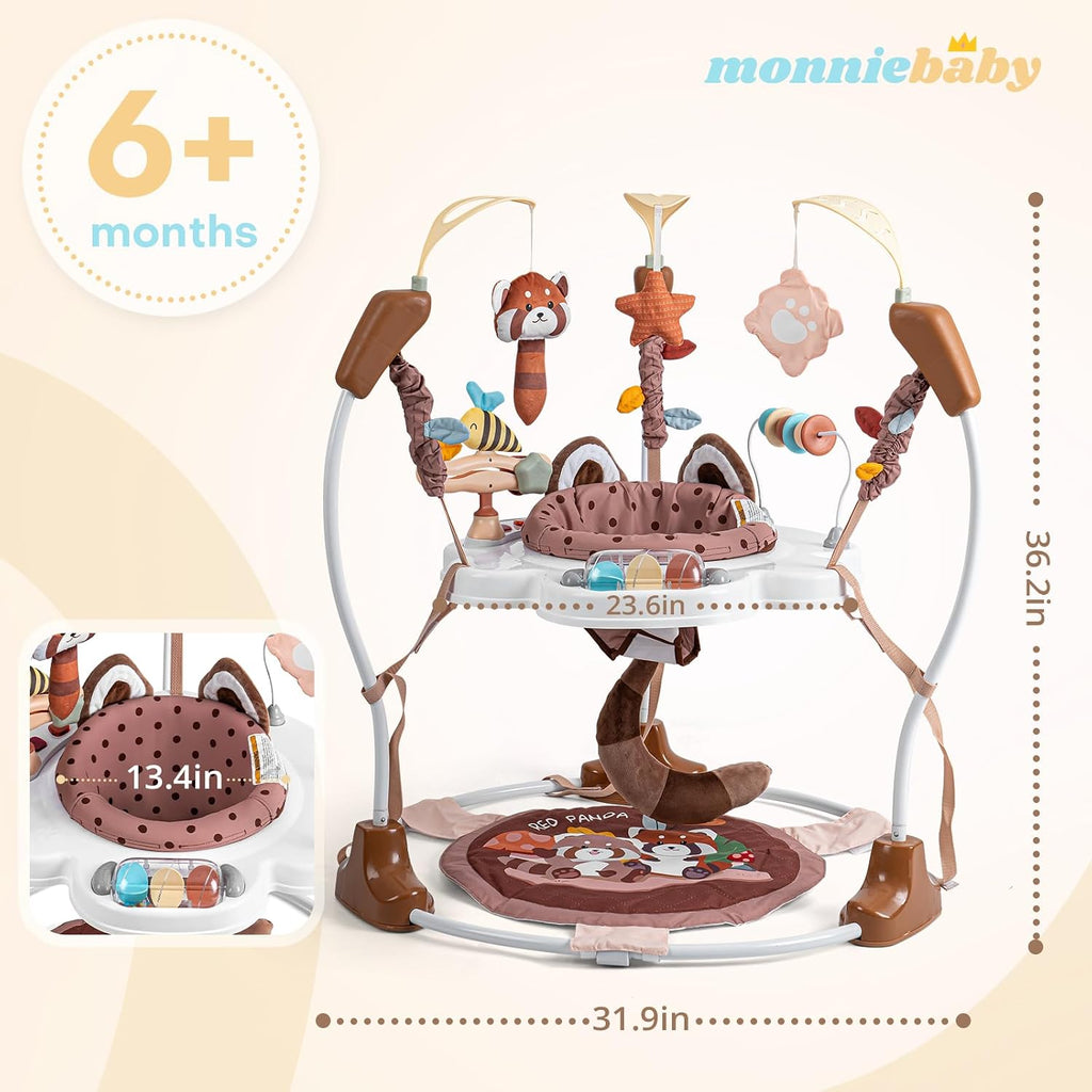 Baby Activity Center, Infant Jumper with Music,3 Heights (Red Panda) | 360° Seat,Infant Play Table ,Detachable