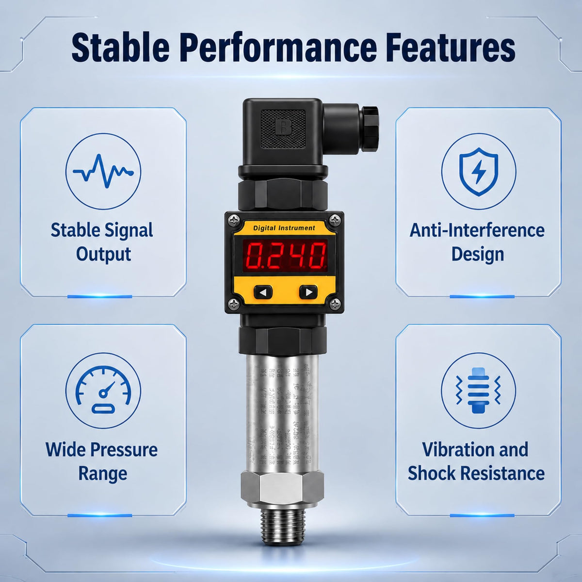 Digital Display Pressure Sensor Transmitter Transducer 24VDC 4-20mA,NPT1/4