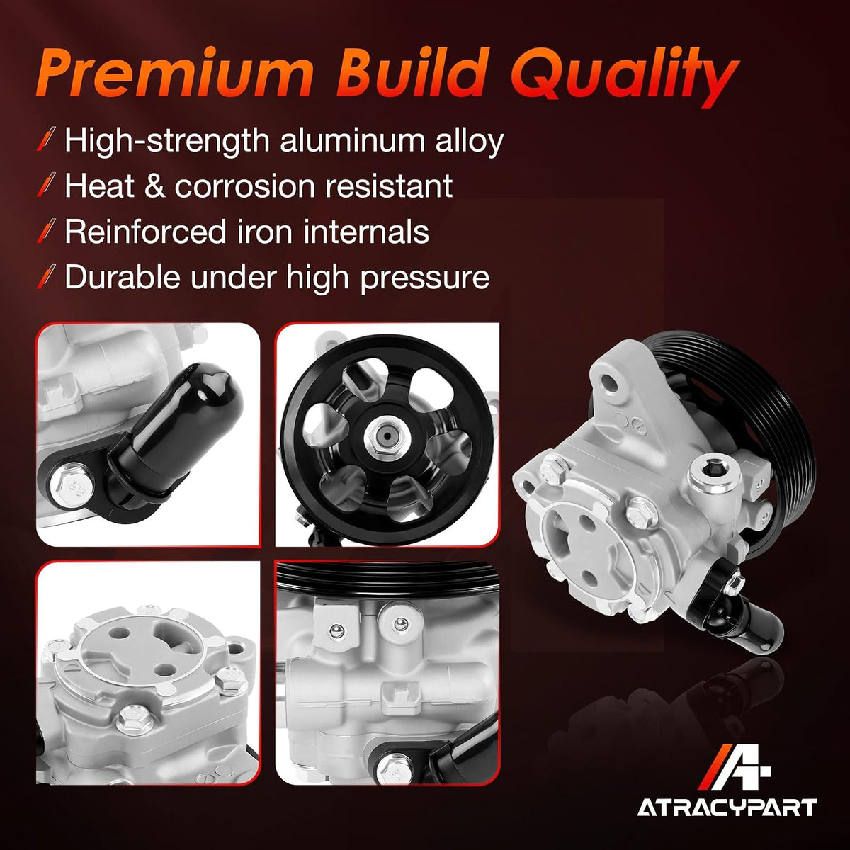 Power Steering Pump with Pulley Compatible with Honda CRV 2005-2011, Accord 2006-2007, Element 2006-2011 & Acura RDX 2007-2012, TSX 2006-2008, RSX 2002-2006 | 2.0L 2.3L 2.4L, Replace 21-5419