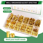 Japtend 460pcs Brass Compression Sleeves Ferrules Inserts Fittings Kit