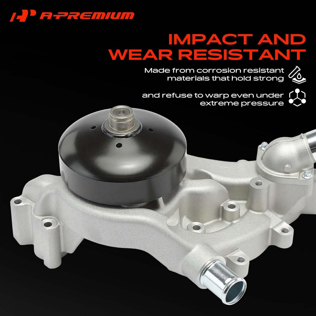 A-Premium Water Pump (W/ Thermostat) Compatible with Chevy, GMC, & Cadillac Models, 4.8L 5.3L 6.0L - Silverado, Tahoe, Suburban, Sierra, Yukon, H3 - Replace# AW6009 45002 252-901