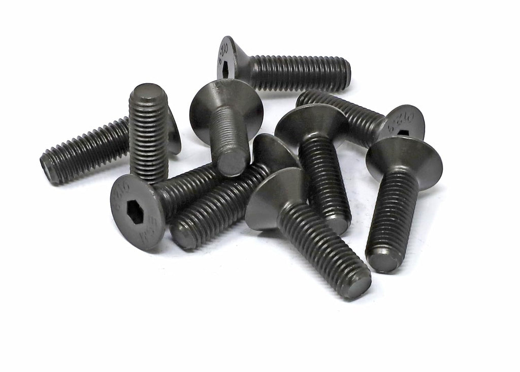 iexcell 10 Pcs M10 x 35mm Thread Pitch 1.5 mm Alloy Steel 12.9 Grade Hex Socket Flat Head Cap Screws Bolts Kit, Black Oxide Finish