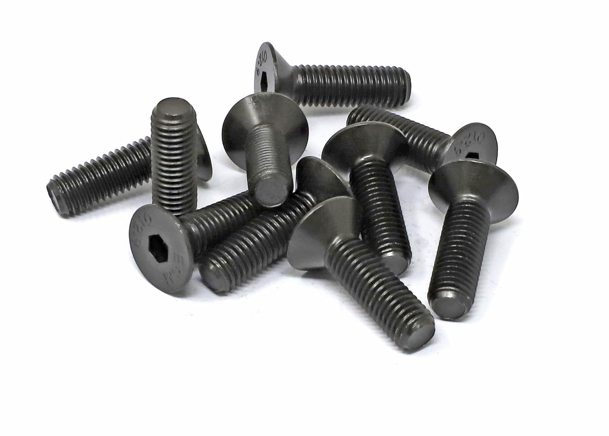 iexcell 10 Pcs M10 x 35mm Thread Pitch 1.5 mm Alloy Steel 12.9 Grade Hex Socket Flat Head Cap Screws Bolts Kit, Black Oxide Finish