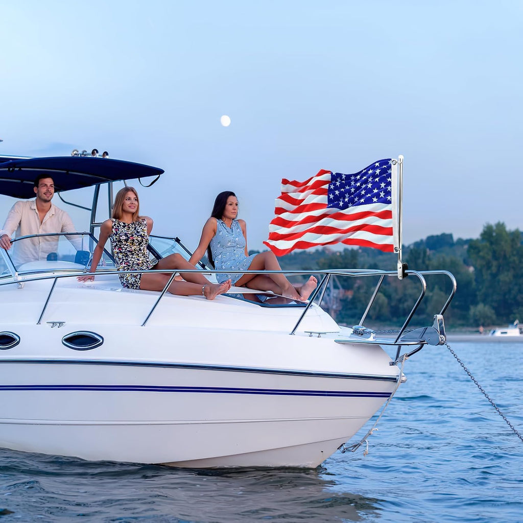 American Boat Flag Pole Kits Marine 12"x18", 2PCS Stainless Steel Boat Flag Pole with 1x Storage Bag, Adjustable