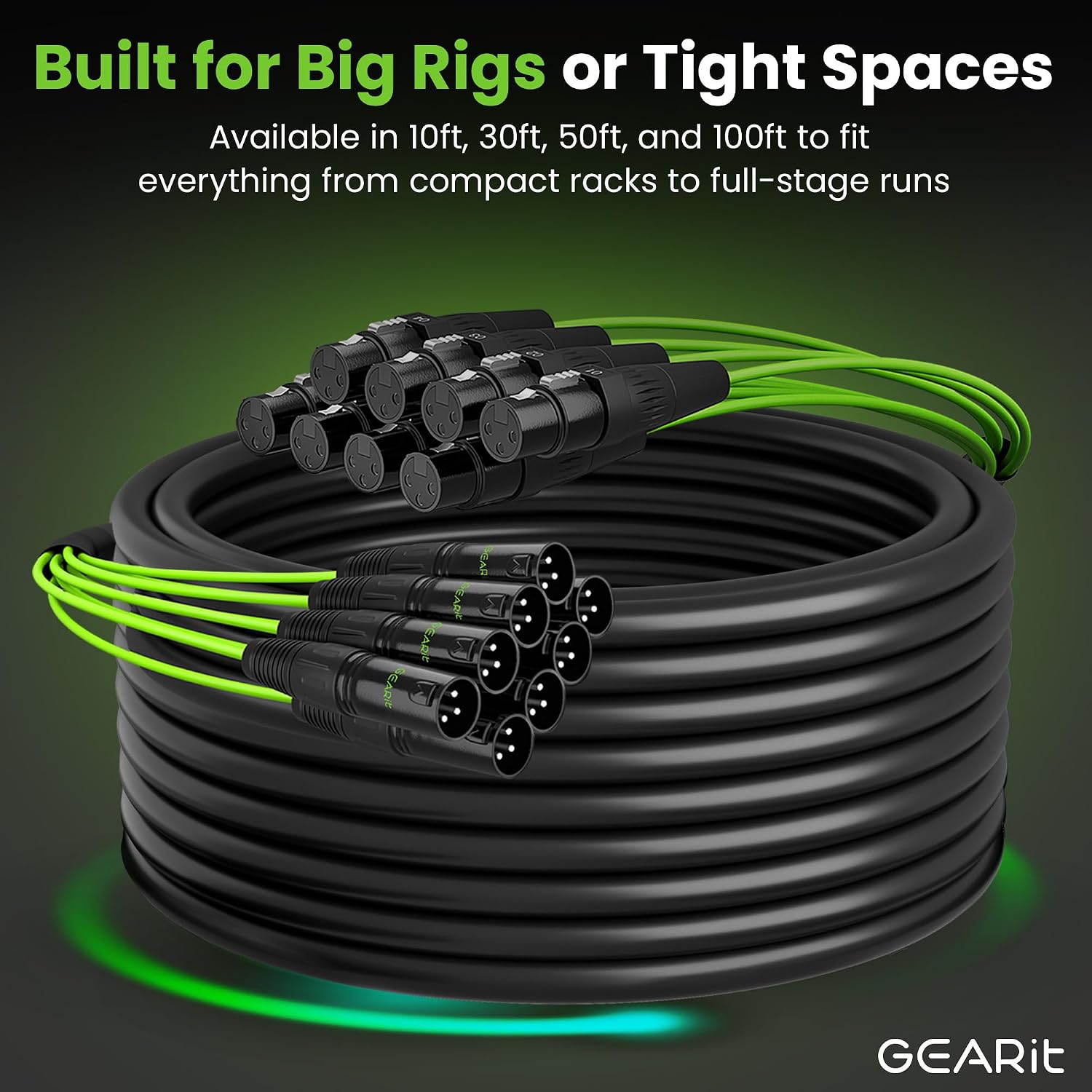 XLR Snake 8 Channel 30 ft, OFC Audio Snake Balanced Multicore Cable with Metal XLR Connectors & Numbered Channel