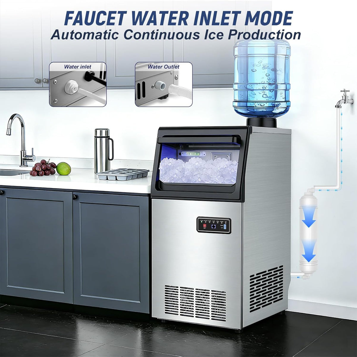Nugget Ice Maker Machine, 100LBS/24H, 25LBS Capacity
