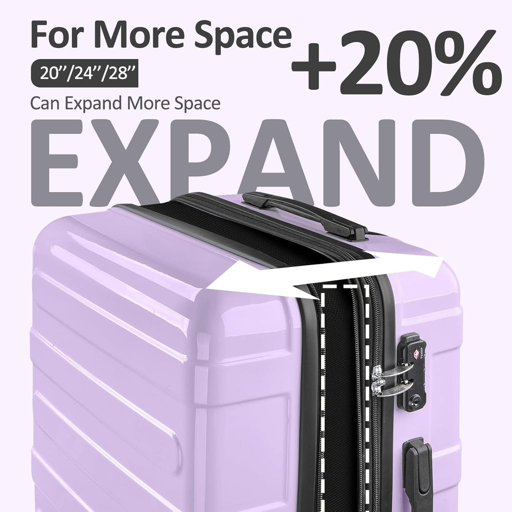 Carry on Luggage 22x14x9 Airline Approved, Expandable 20 Inch Hardside Suitcase with Wheels TSA Lock, PC+ABS