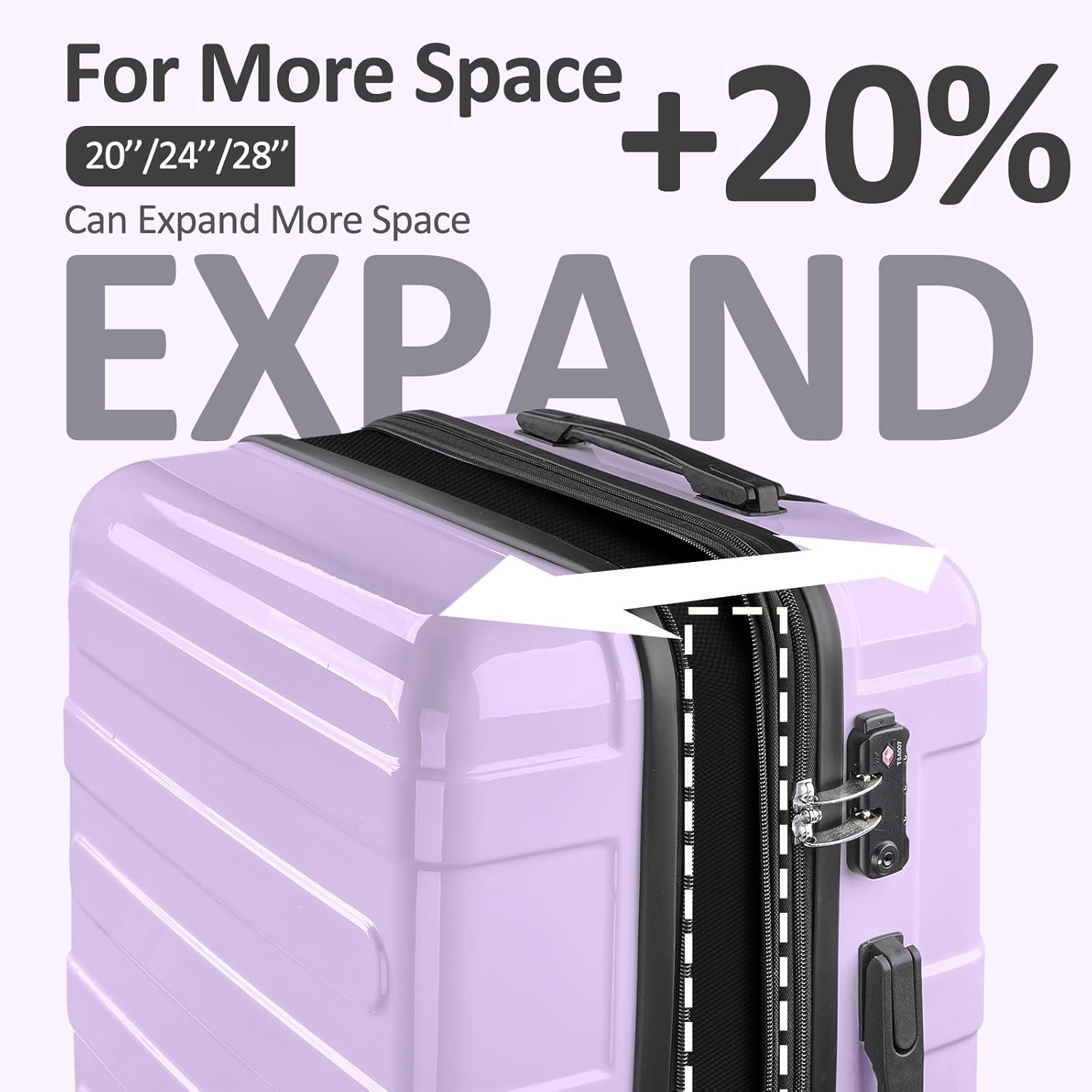 Carry on Luggage 22x14x9 Airline Approved, Expandable 20 Inch Hardside Suitcase with Wheels TSA Lock, PC+ABS