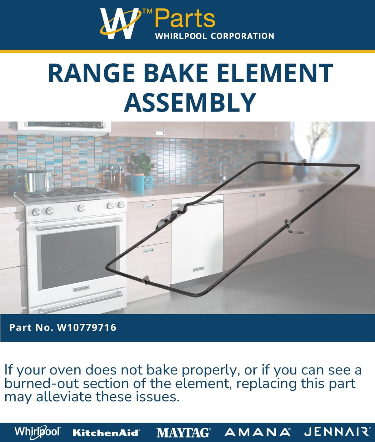 Whirlpool W10779716 Genuine OEM Bake Element for Ranges