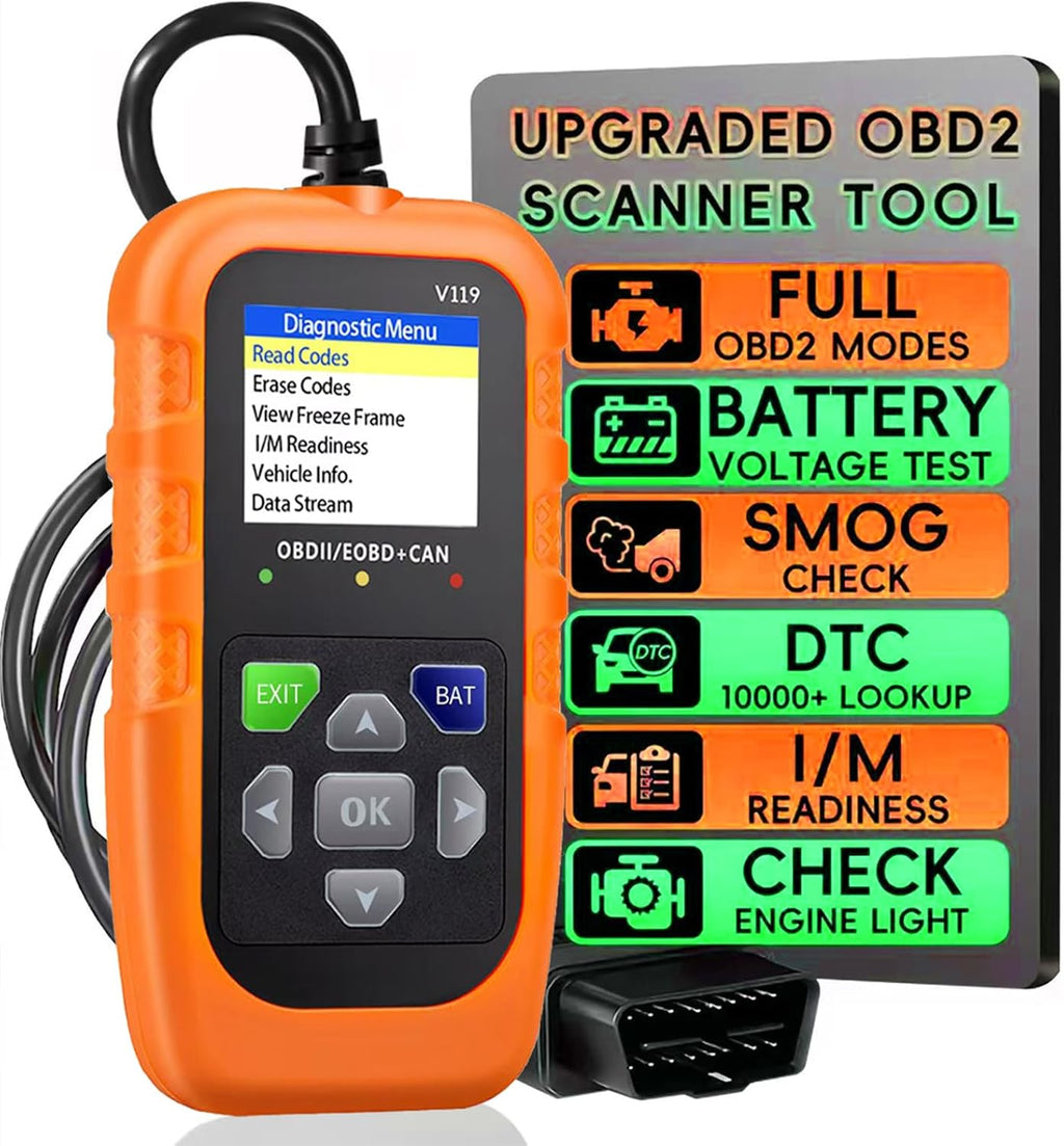 V119 OBD2 Scanner Code Reader, Check Engine Light Diagnostic Tool, Car Voltage Tester for Vehicles Since 1996