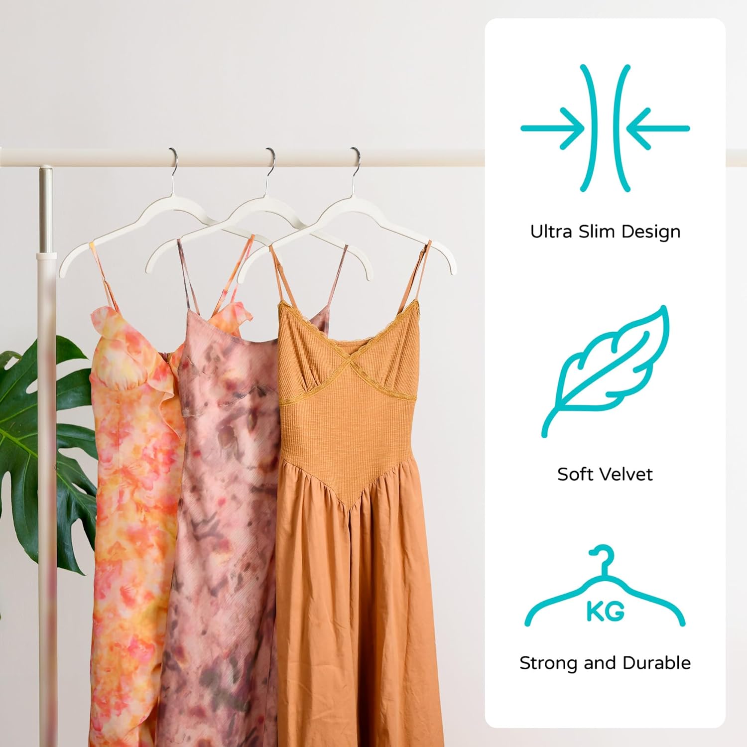Velvet Hangers 30 Pack, Non-Slip Slim Felt Clothes Hangers Beige | Space-Saving Closet Organization; Flocked Surface;