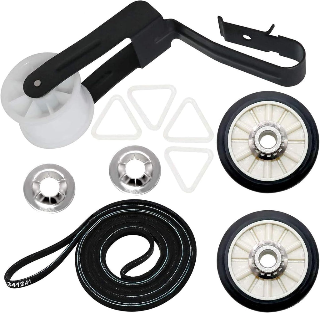 2026 Upgraded 4392065 Dryer Repair Kit by Beaquicy - Include 341241 Dryer Belt, 349241T Drum Roller Kit, 691366 Idler