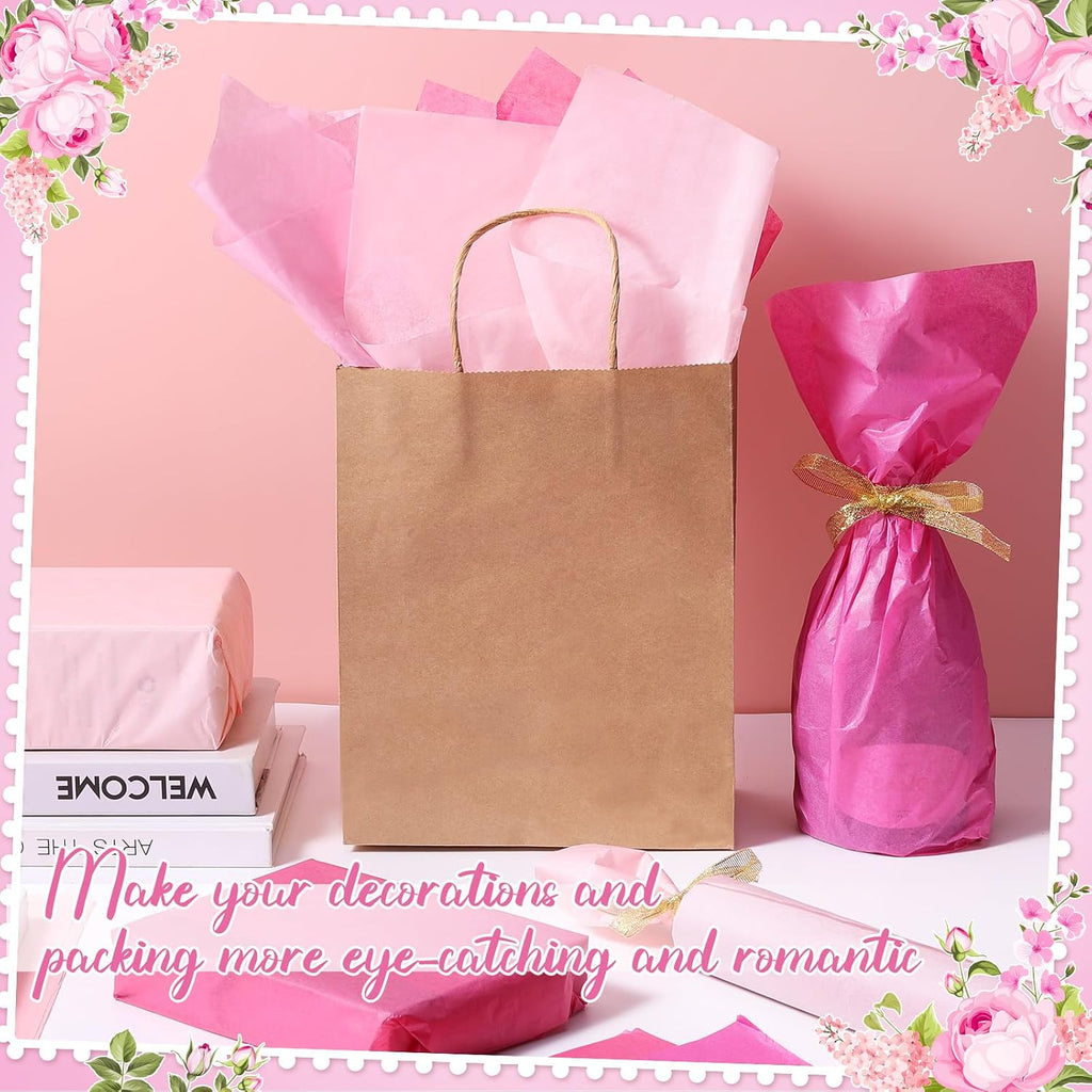 100 Sheets Pink Tissue Paper 14 x 20 Light Pink Tissue Paper for Gift Bags