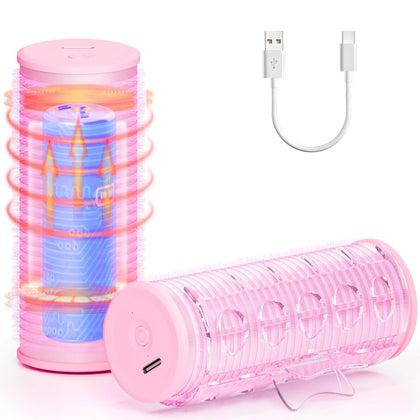 Rechargeable Electric Hair Rollers, 2pcs Mini USB Heated Bangs Roller Set, Portable Bangs Curler for Hair Styling