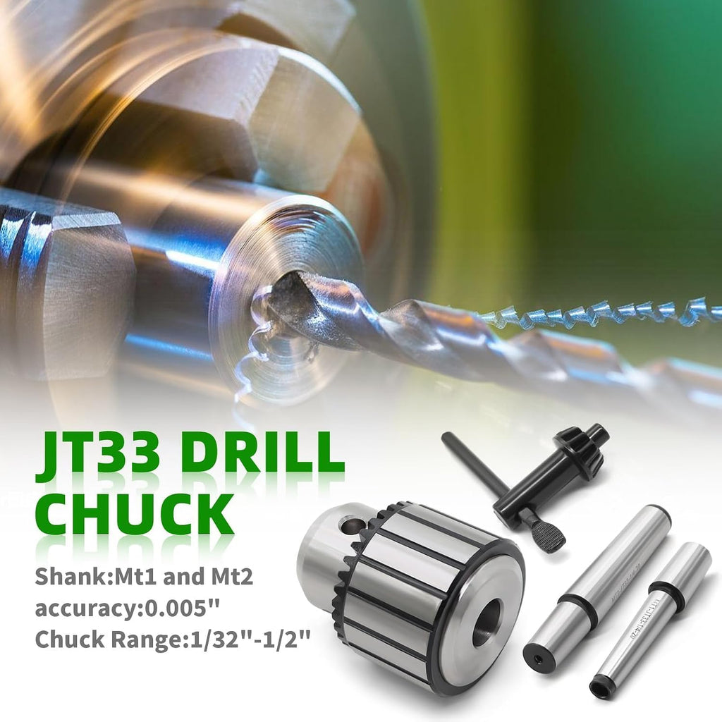 1-32"-1/2" JT33 Drill Chuck MT1&MT2 Morse Taper Shank