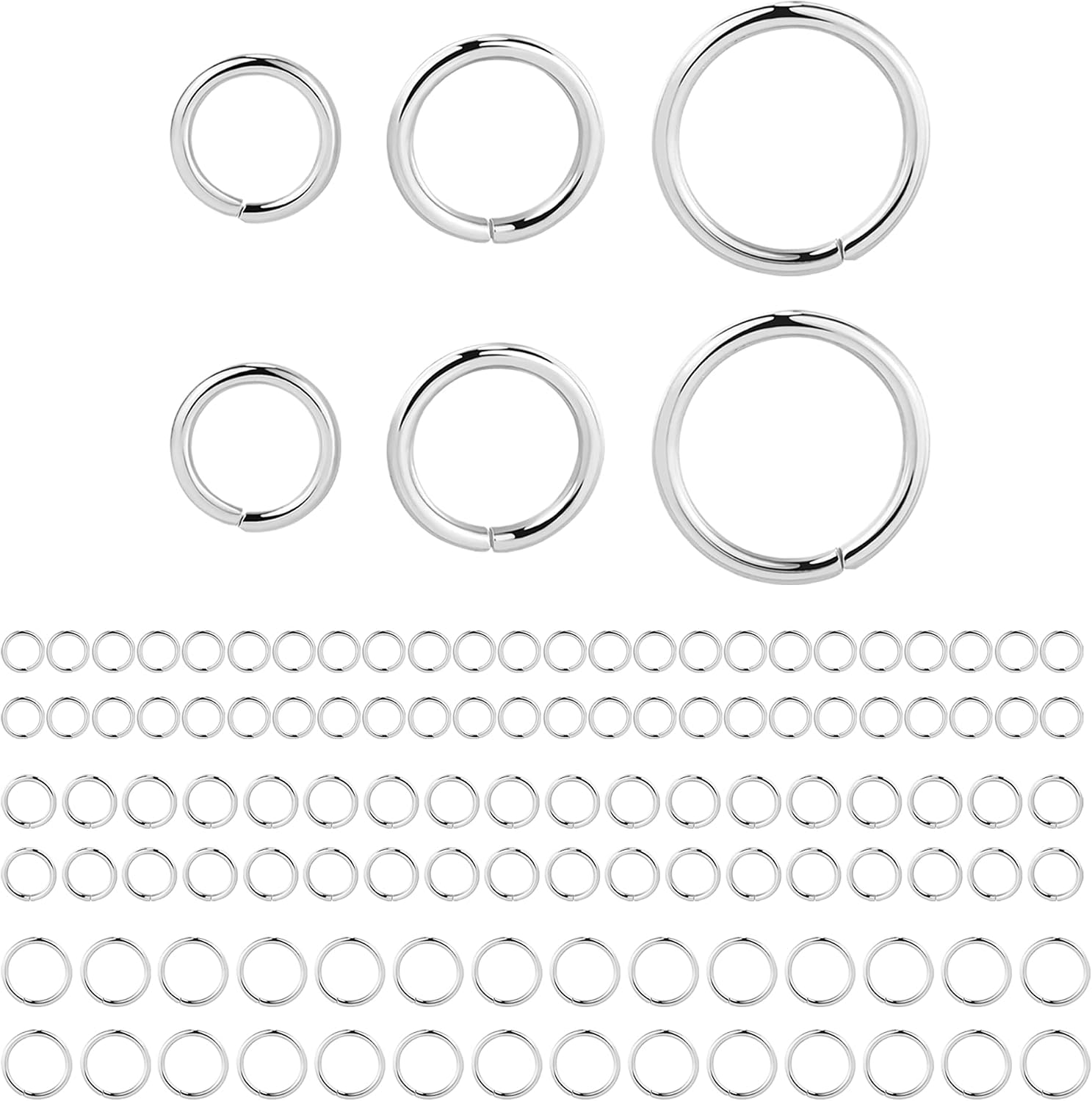 Silver Jump Rings for Jewelry Making 4mm 5mm 6mm (60 PCS) | Silver Open Jump Rings for DIY