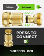 RainPoint Quick Connect Hose Fittings 3/4" GHT - Solid Brass Garden Hose Connectors, No-Leak Design & Universal Fit for Instant Connection (2 Sets)