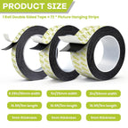 Double Sided Mounting Tape Heavy Duty, Damage Free No Residue, 0.39"×16.5FT