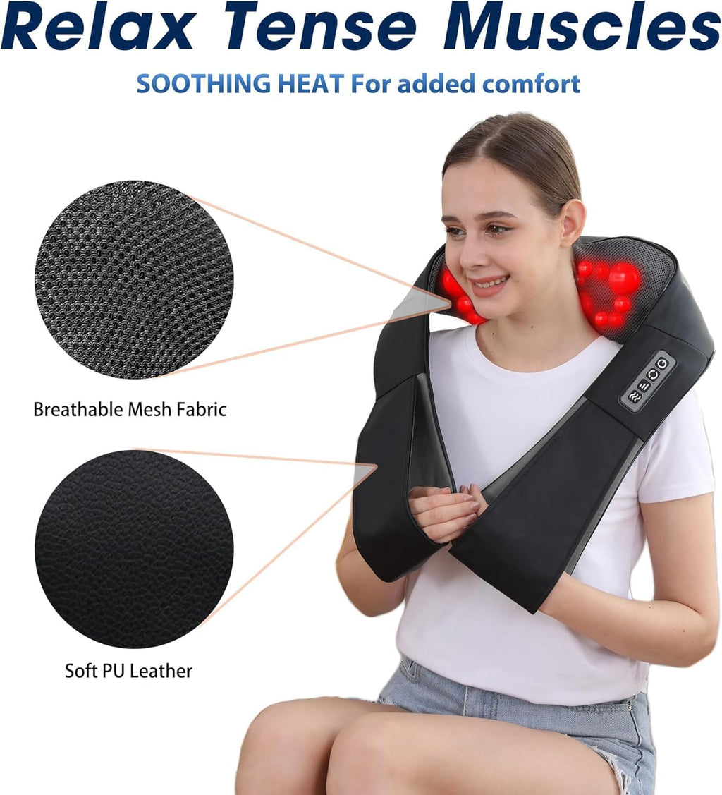 Shiatsu Neck and Back Massager with Heat, Electric Deep Tissue Kneading Neck and Shoulder Massage (NOT Cordless)