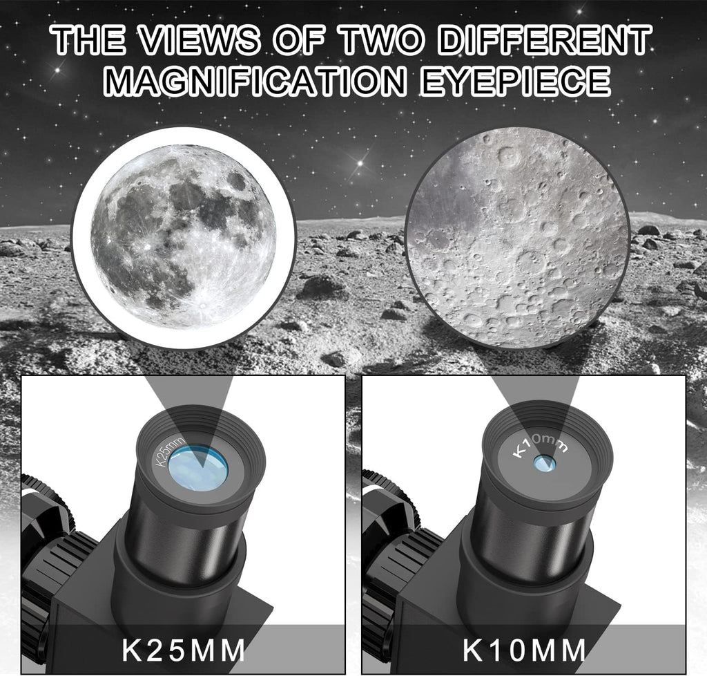 Telescope for Kids & Adults, 70mm Aperture 360mm Refractor (15X-150X) | Portable Telescope with Adapter, 2 Eyepieces