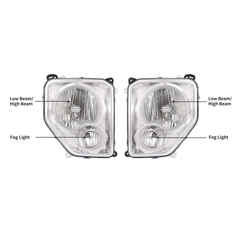 Headlight Assembly w/Fog Light Compatible with 08-12 Jeep Liberty