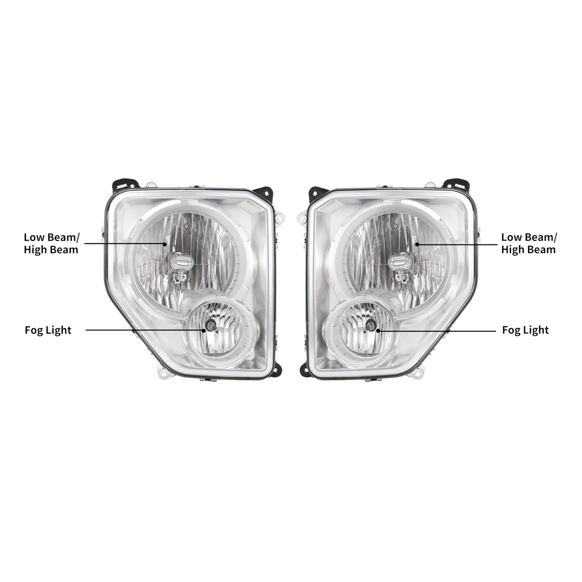 Headlight Assembly w/Fog Light Compatible with 08-12 Jeep Liberty