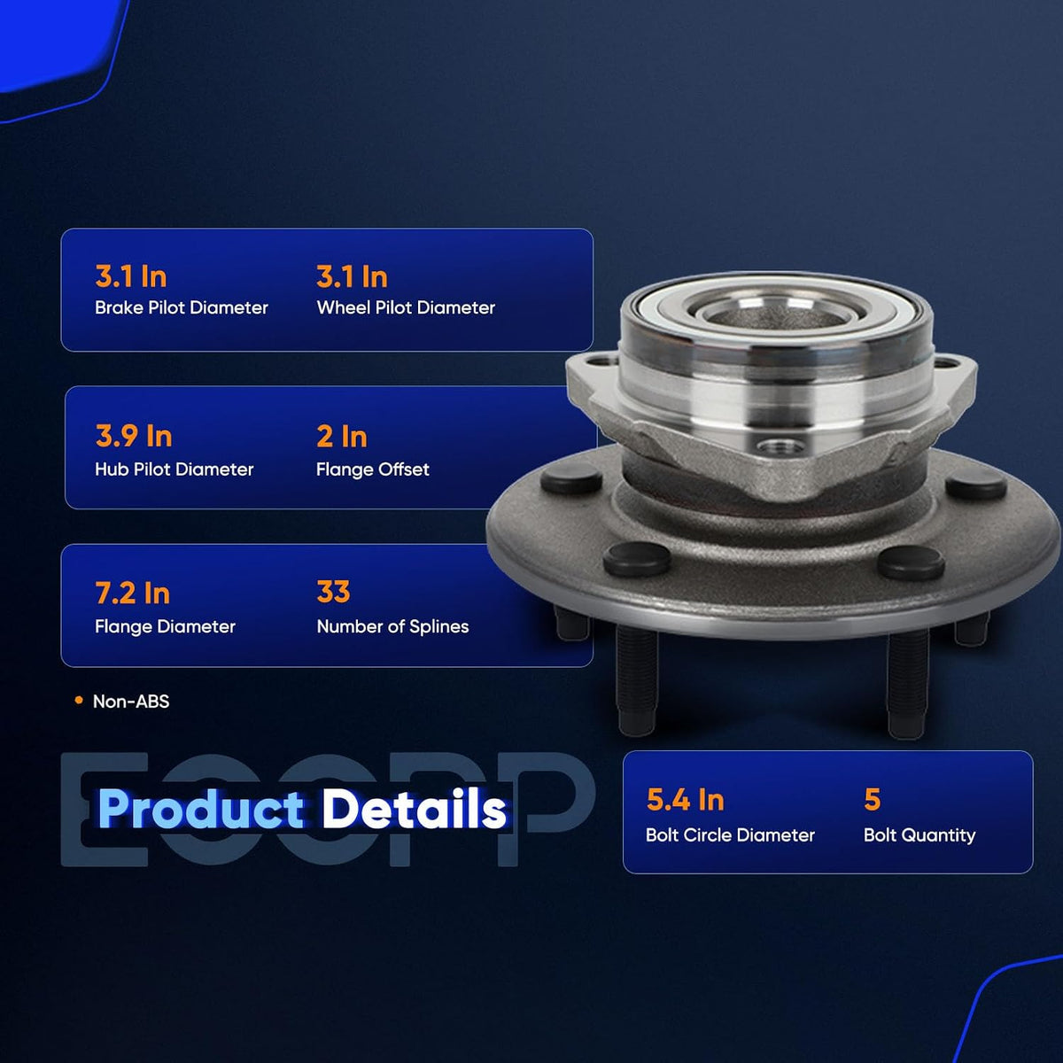 ECCPP 515038 Wheel Bearing Hub Assembly for Dodge Ram 1500 2000-2001